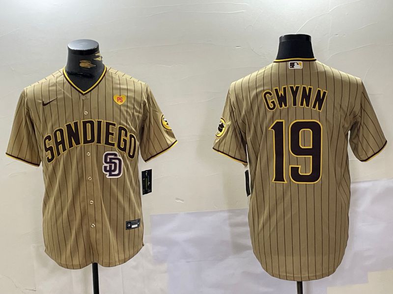 Men San Diego Padres #19 Gwynn Browm Stripe Game 2024 Nike MLB Jersey style 9->san diego padres->MLB Jersey